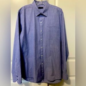 Zachary Prell Men’s Casual Buttondown Blue Plaid Dress Shirt XL